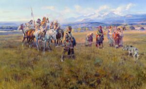 Lewis and Clark Reach Shoshone Camp Led by Sacajawea the "Bird Woman"