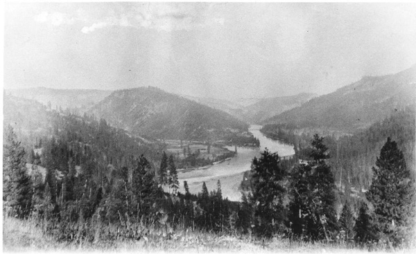 Historic photo of two mountain rivers meeting