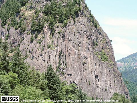 Tall columns of basalt rock