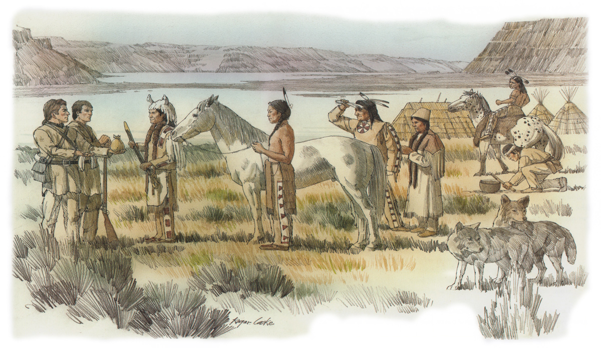 Yellepit presents Lewis and Clark with a white horse