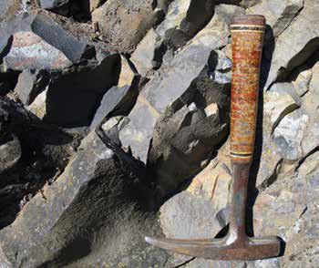 Angular bits of black rock