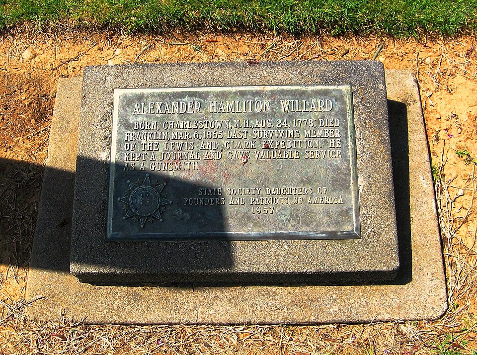 Grave marker of Alexander Hamilton Willard, Franklin Cemetery, California