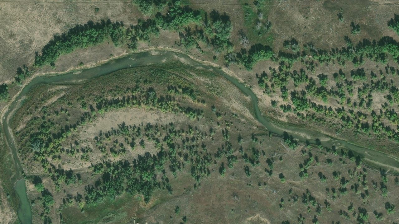 Satellite view of the area around this place