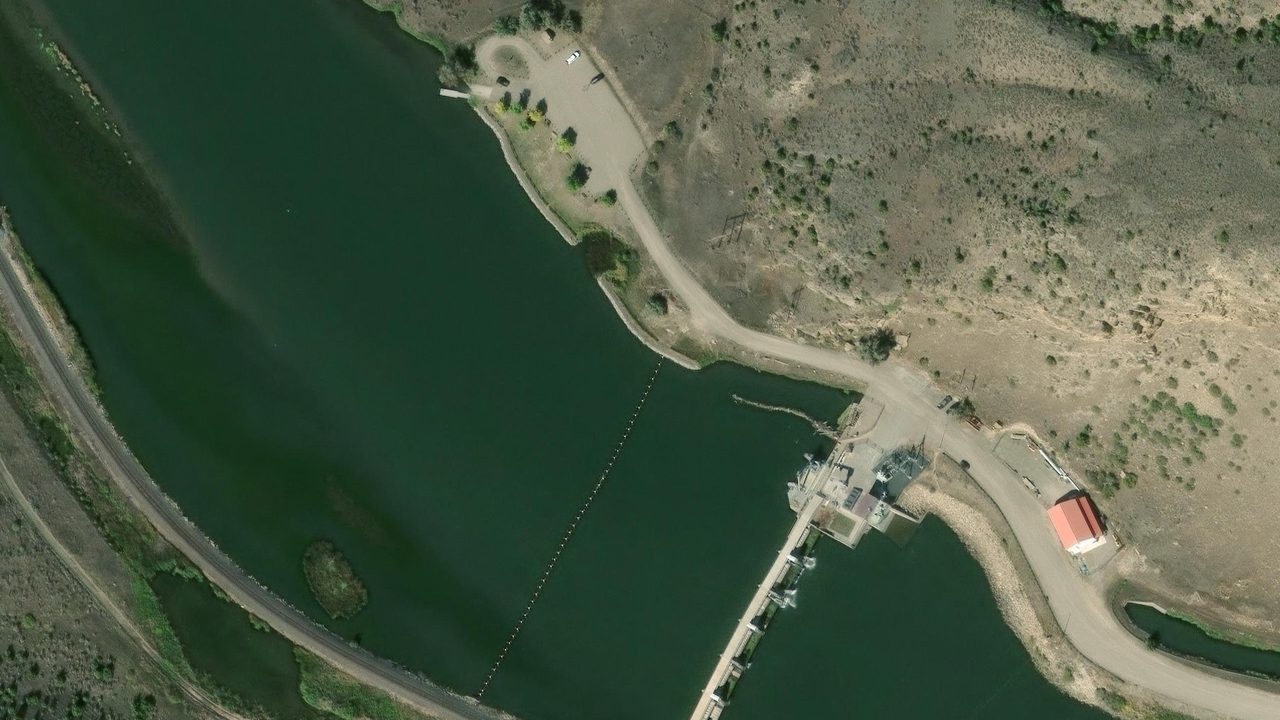 Satellite view of the area around this place