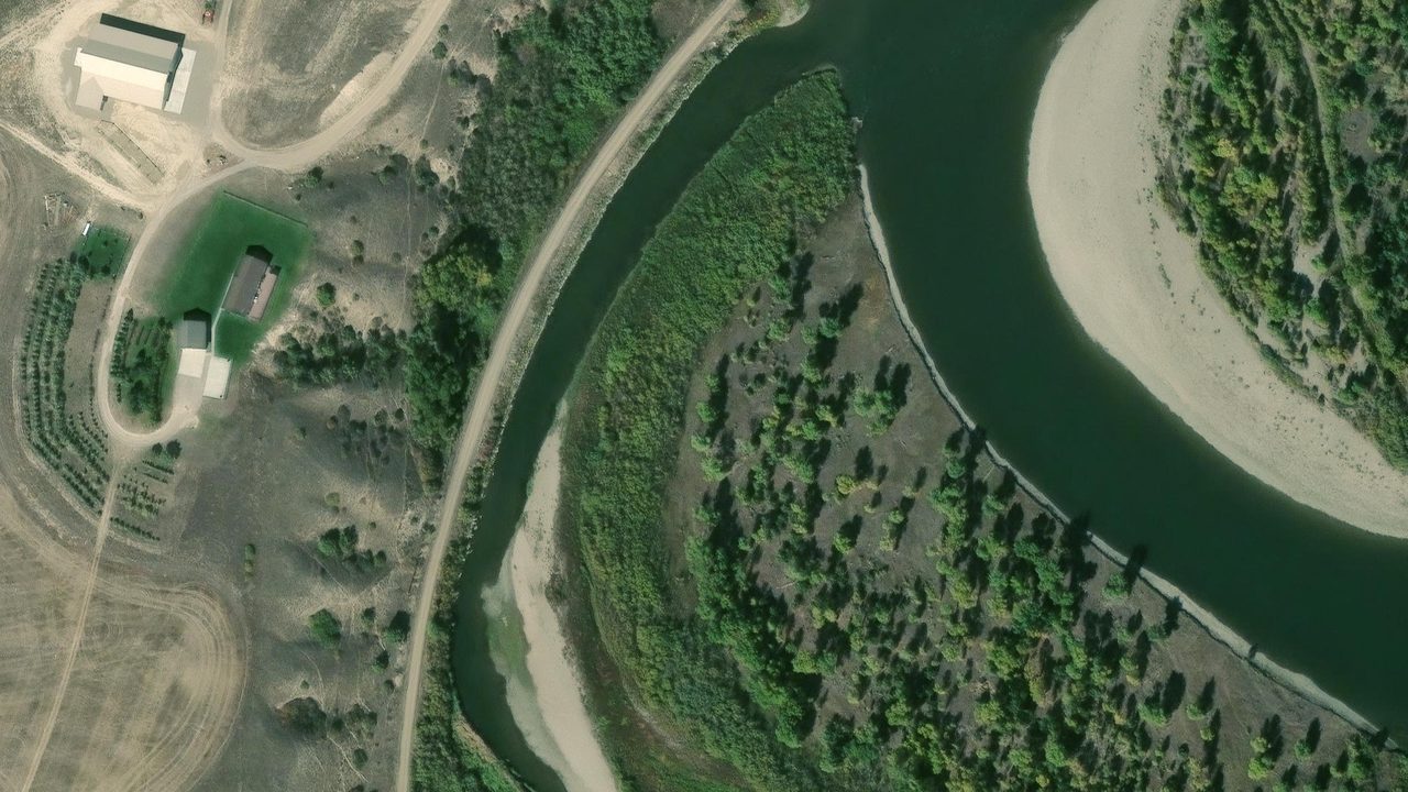 Satellite view of the area around this place