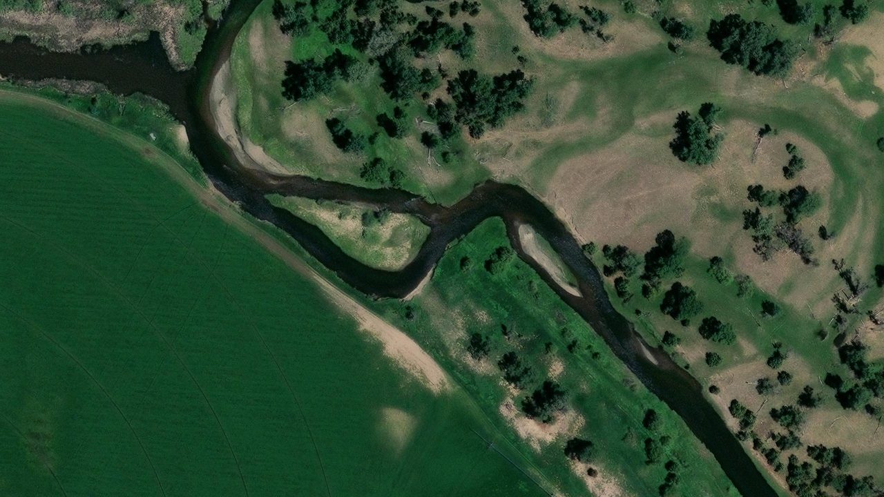 Satellite view of the area around this place