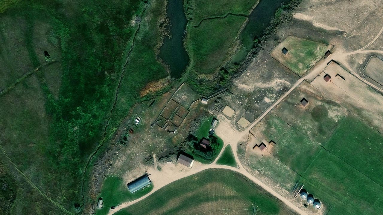 Satellite view of the area around this place