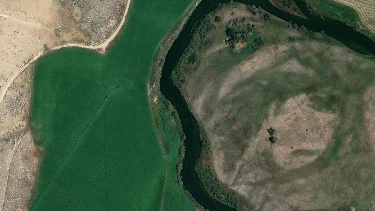 Satellite view of the area around this place