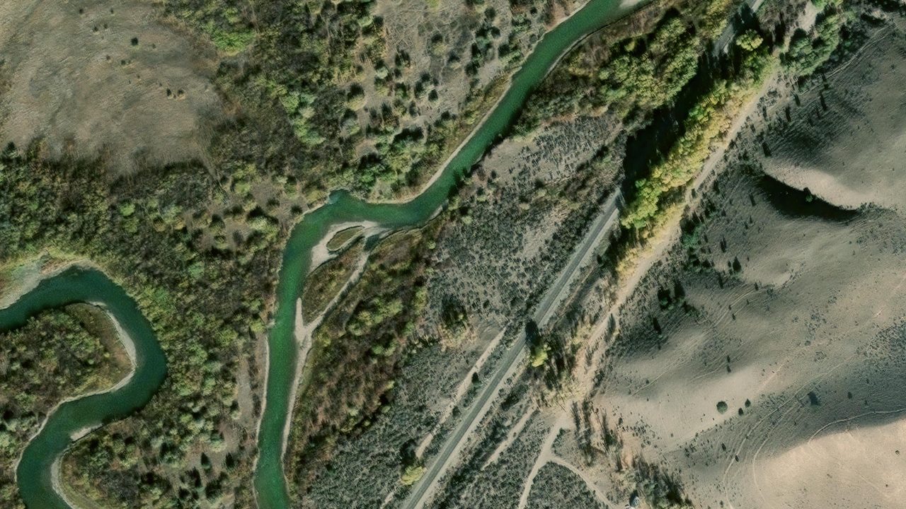 Satellite view of the area around this place