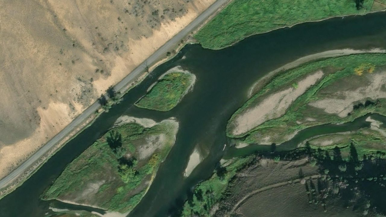 Satellite view of the area around this place