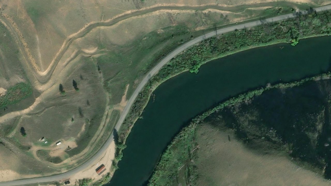 Satellite view of the area around this place