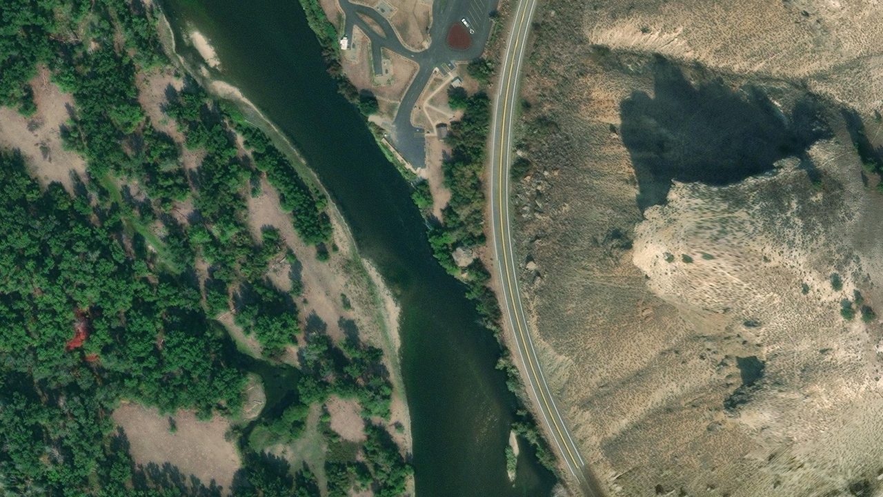 Satellite view of the area around this place