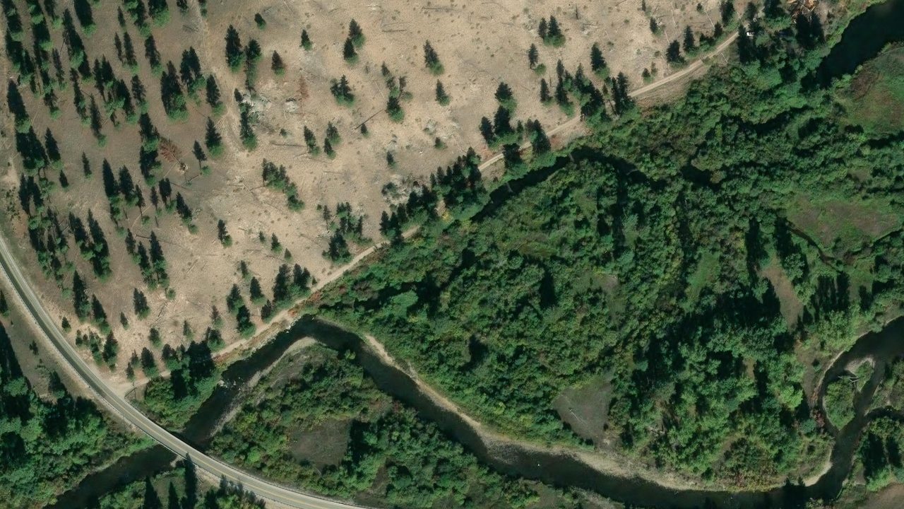 Satellite view of the area around this place