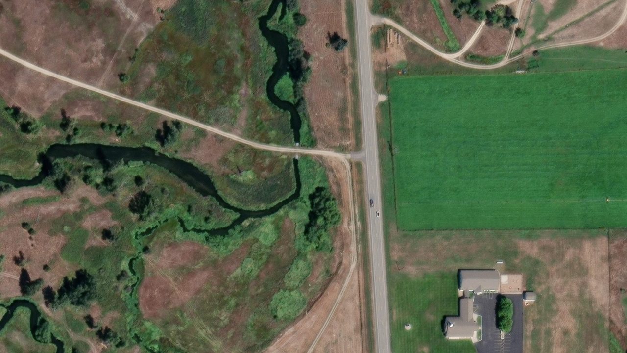 Satellite view of the area around this place