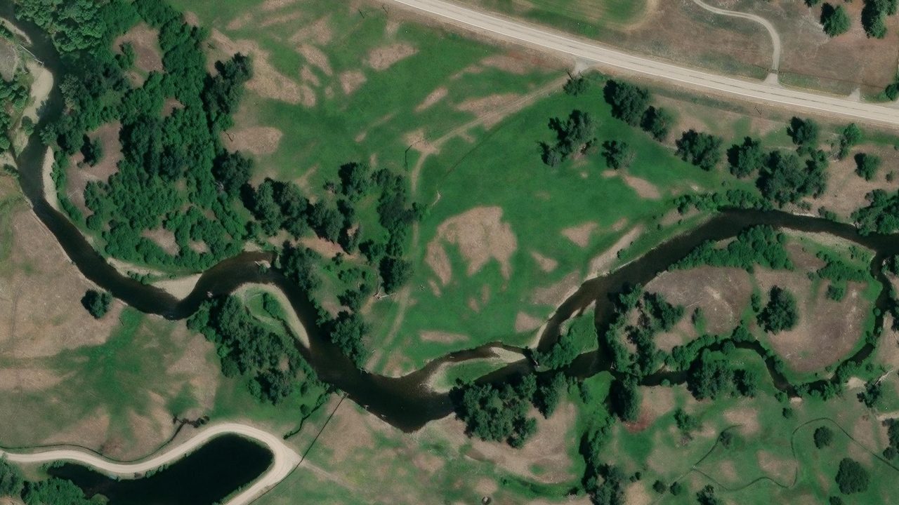 Satellite view of the area around this place