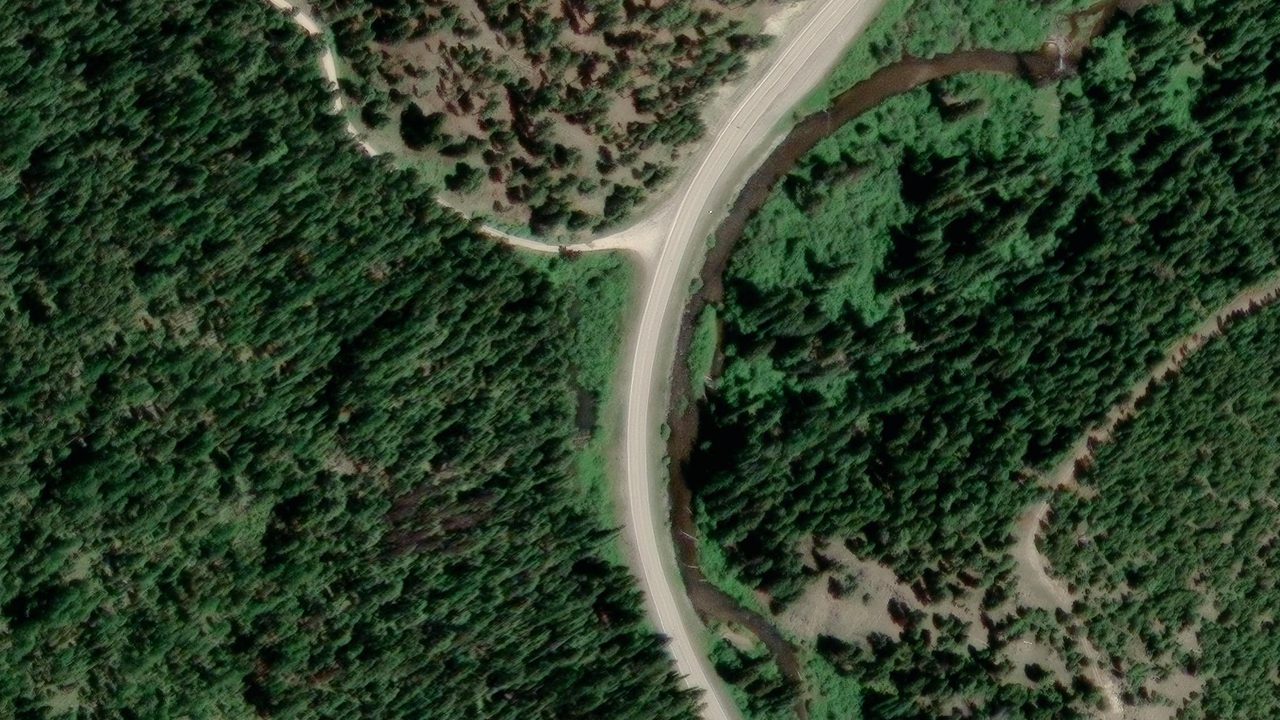 Satellite view of the area around this place