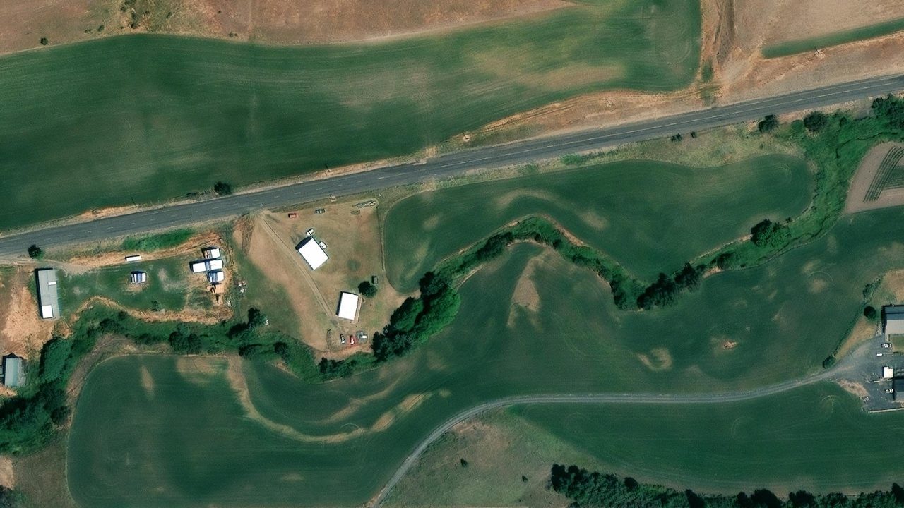 Satellite view of the area around this place