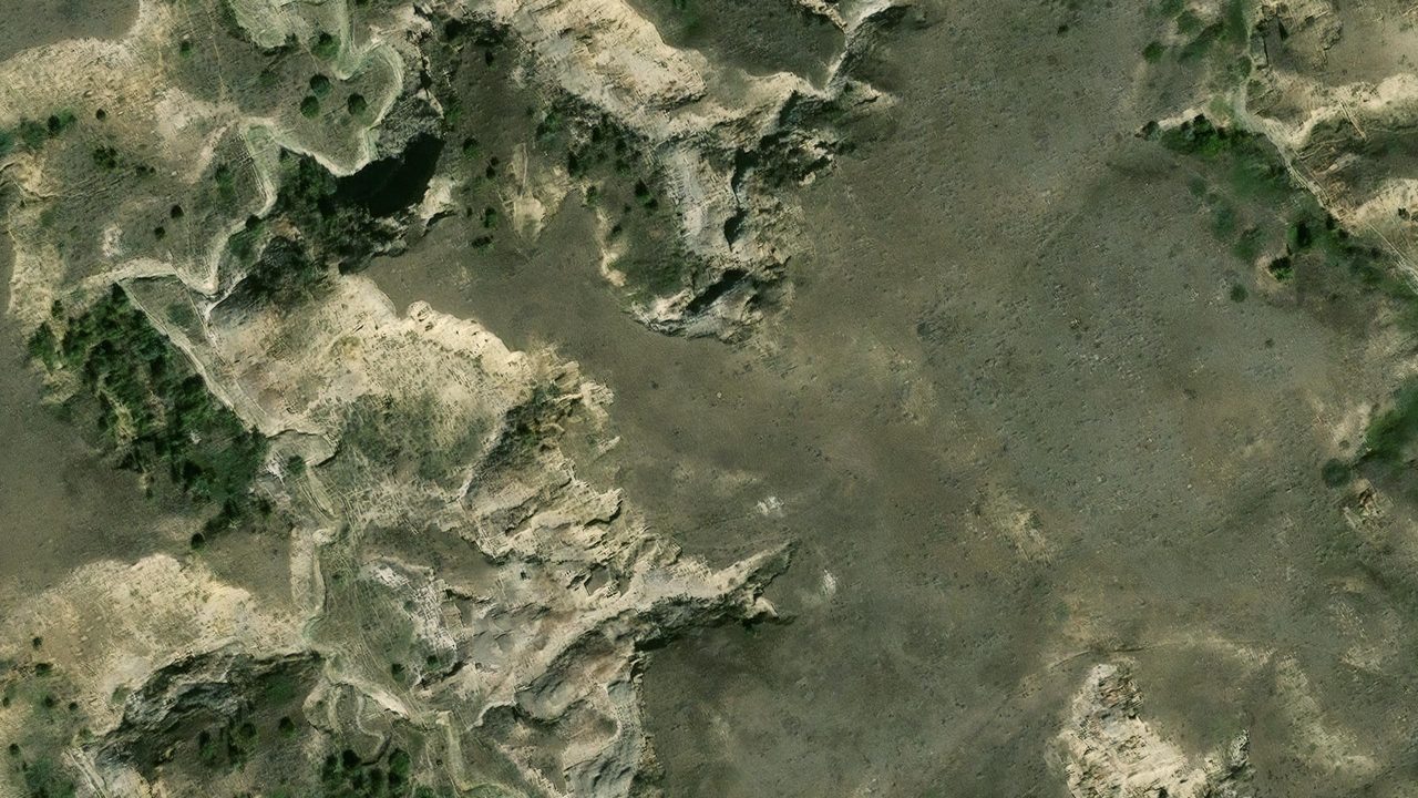 Satellite view of the area around this place