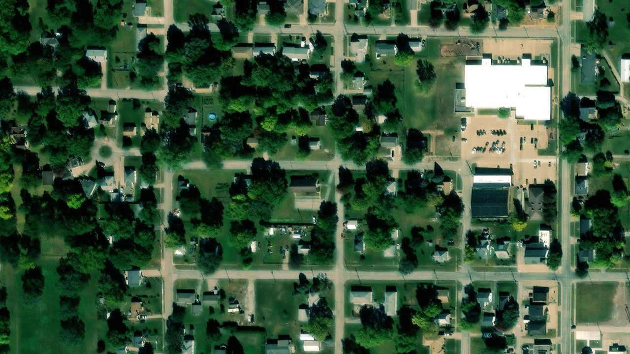 Satellite view of the area around this place