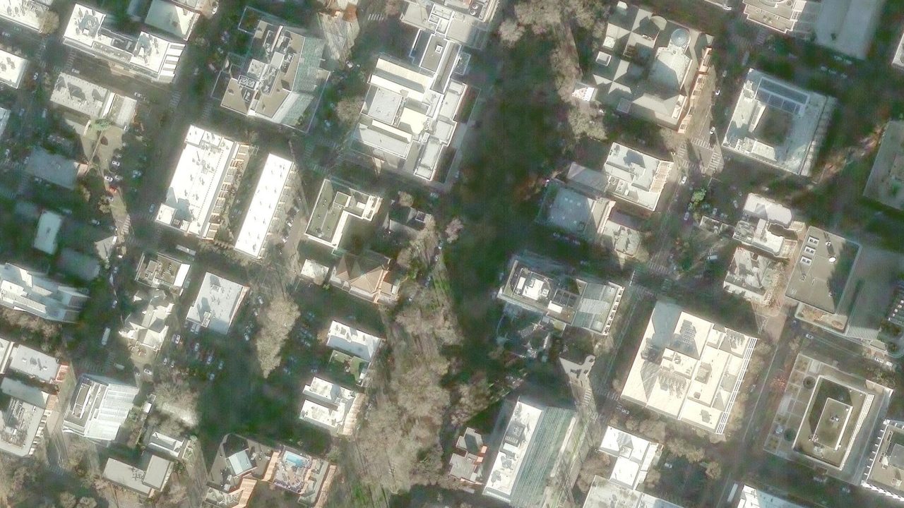 Satellite view of the area around this place
