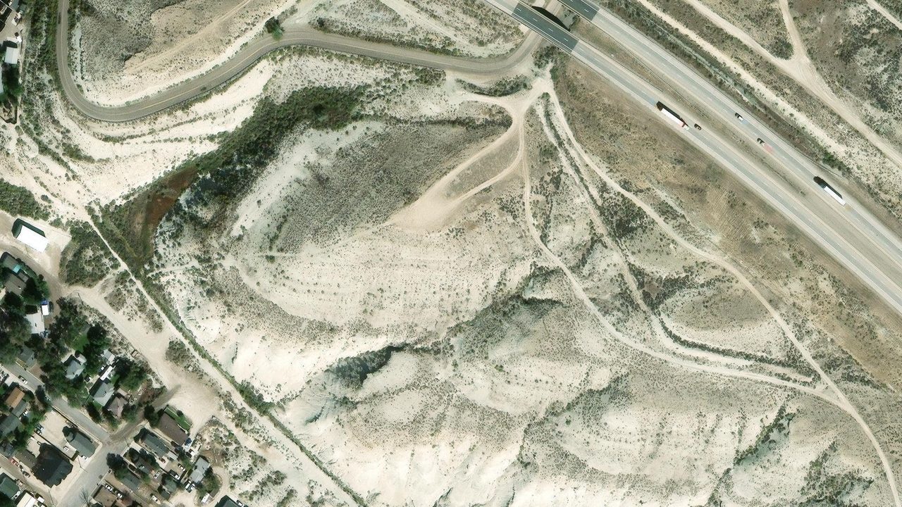 Satellite view of the area around this place