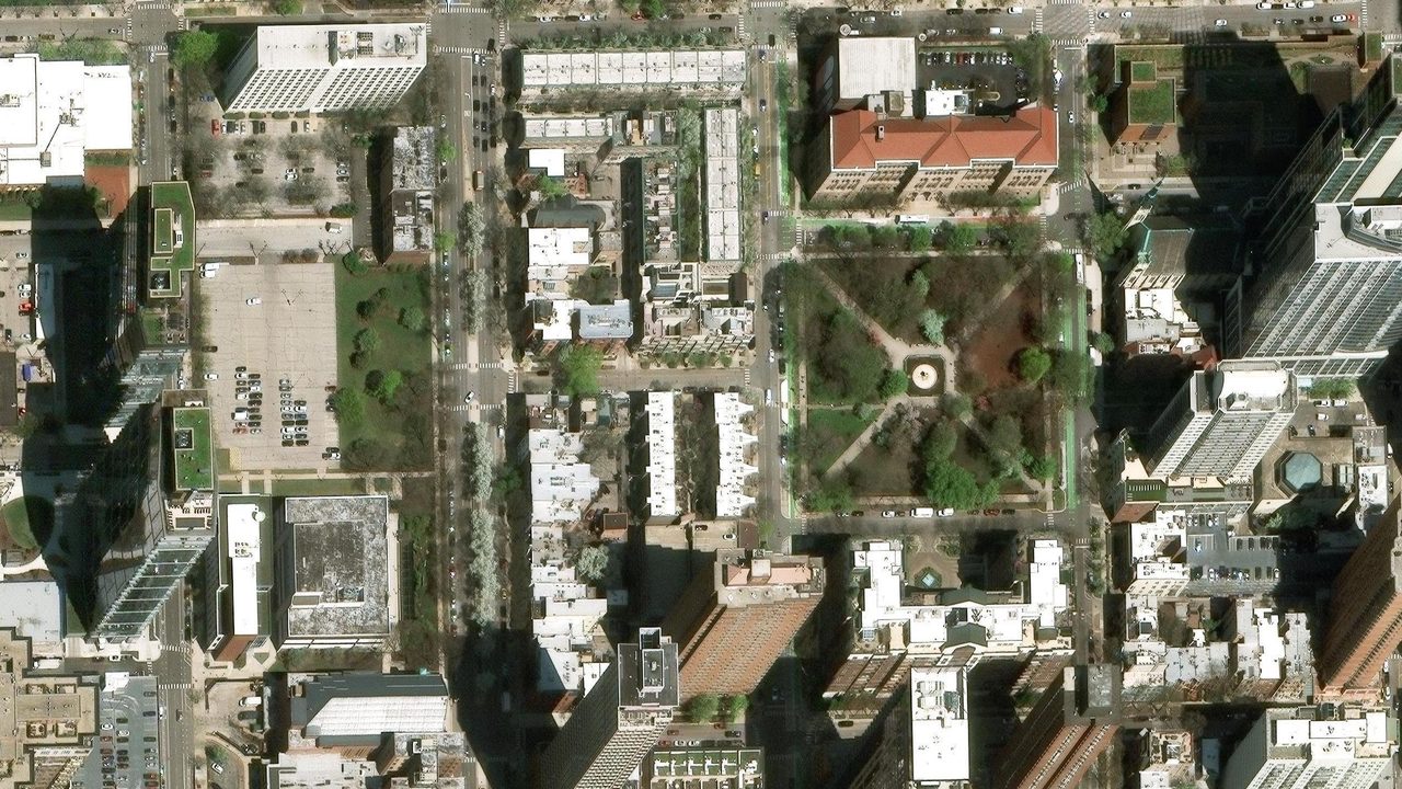 Satellite view of the area around this place